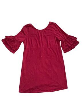 Bulotus Womens 3/4 Ruffle Sleeve Dress-Bergundy-Size XL-GUC